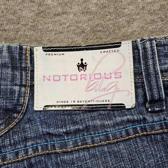 Notorious BIG Jeans Mens 34x33 Blue Embroidered Denim Hip Hop Baggy Skate - Picture 5 of 13